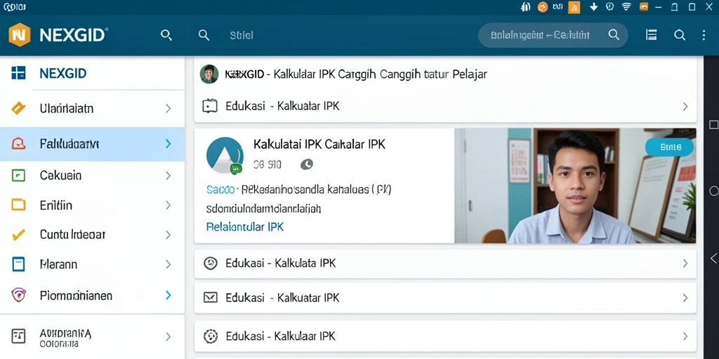 Antarmuka aplikasi NEXGID yang mudah digunakan untuk Kalkulator IPK.